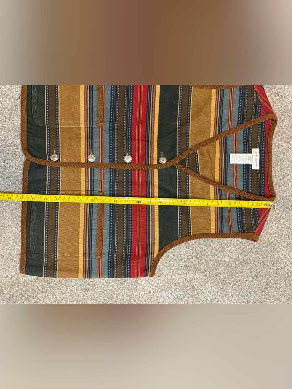 Jones New York Sport Southwestern Stripe Vest | Vintage 90s Cottagecore Boho - Picture 5 of 9